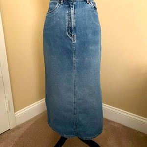 Kente Cloth embellished denim skirt